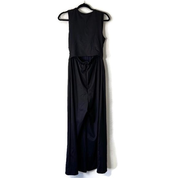 New Halara Black V Neck Sleeveless Pockets Easy-Peezy Jumpsuit Size Medium - Picture 4 of 7